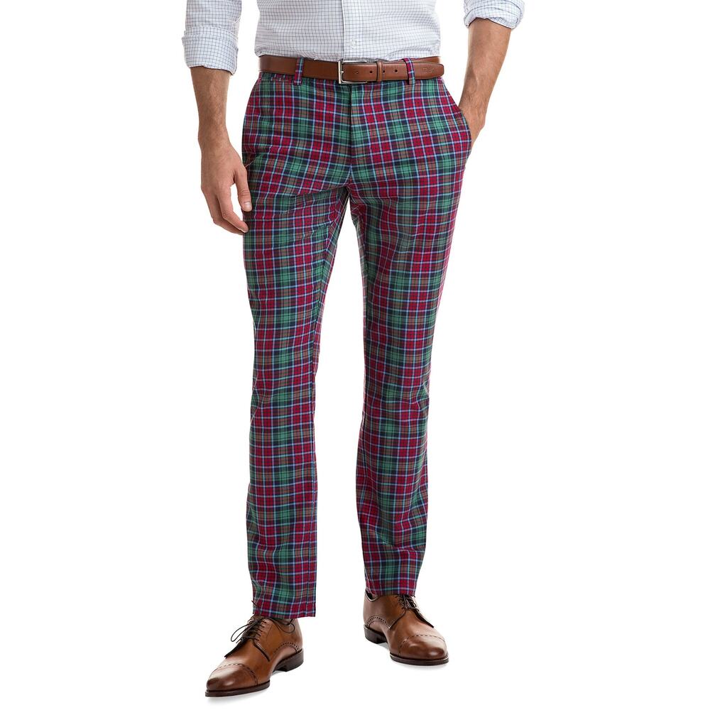 Vineyard Vines Red and Green Plaid Chinos